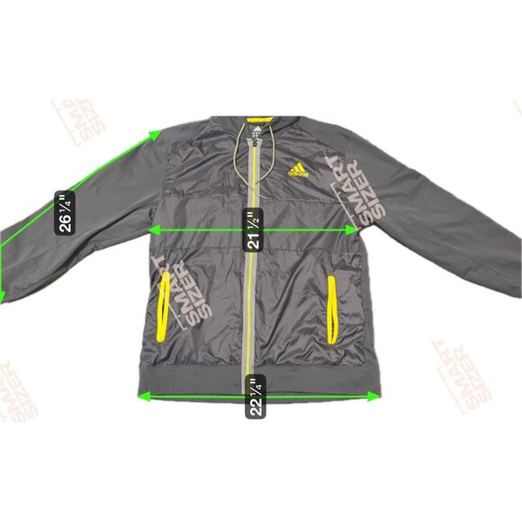 Adidas Jacket XL Gray Nylon Fleece Hooded Windbreaker Gorpcore Activewear - Picture 7 of 8